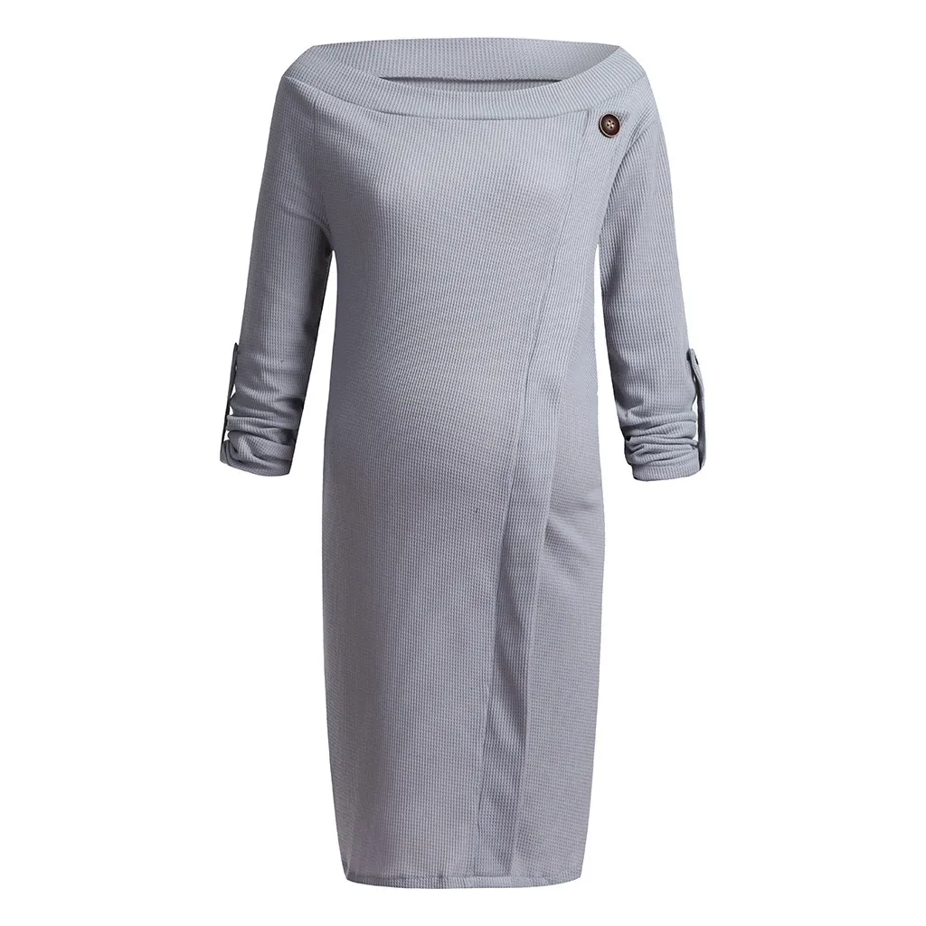 Ropa Talla Grande mujer; Одежда для беременных женщин; вязаный свитер на пуговицах для беременных; топы с косой планкой