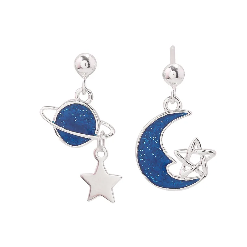 

MIARA.L fantasy planet earrings sense minority temperament star moon asymmetrical earrings female summer versatile accessories