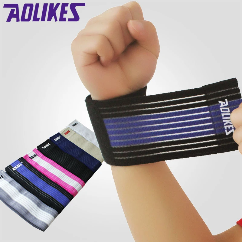 

1pcs Sport Cotton Elastic Bandage Hand Sport Wristband Gym Support Wrist Brace Wrap Fitness Tennis polsini sweat band