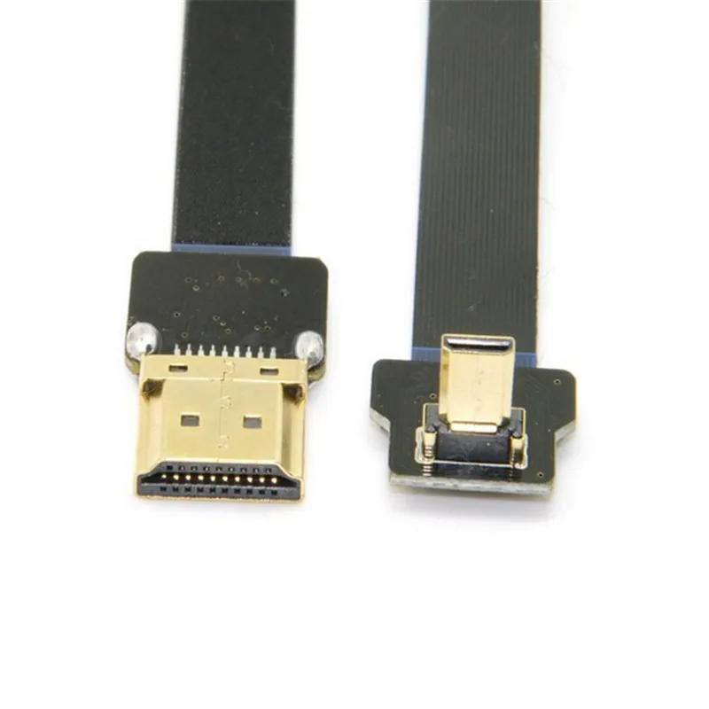 Плоский кабель 0 1 м 90 градусов вверх под углом FPV Micro HDMI совместимый штекер к FPC для