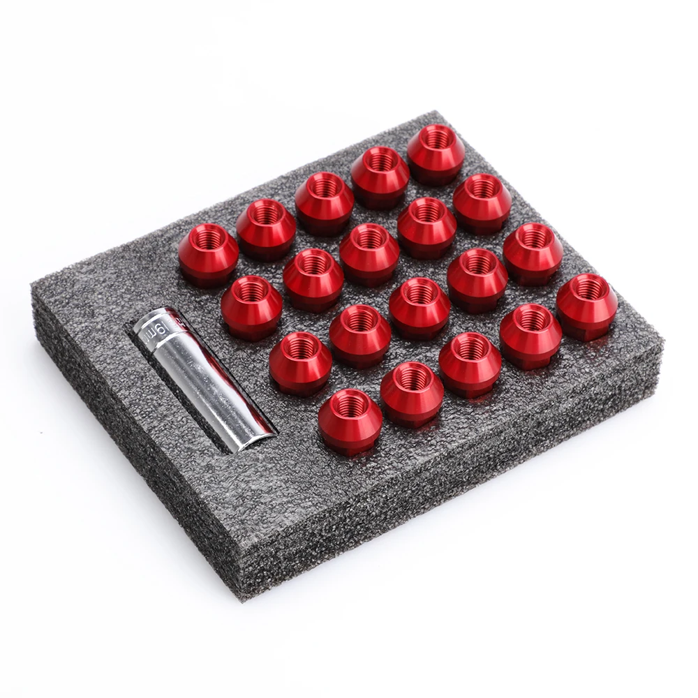 20pcs7075-T6 Алюминий M14X1.5 M12X1.5 M12X1.25 гоночное автомобильное колесо гайки с коническим отверстием производства конический вкладыш колесные гайки