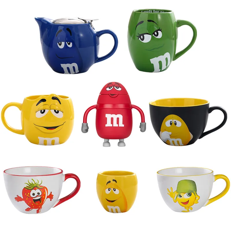 M& M кофейные кружки, керамические чашки и кружки, креативные кружки с милым рисунком, посуда для напитков