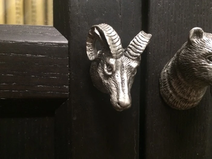 Мебельные ручки в форме головы животного Античные Серебристые оловянные для