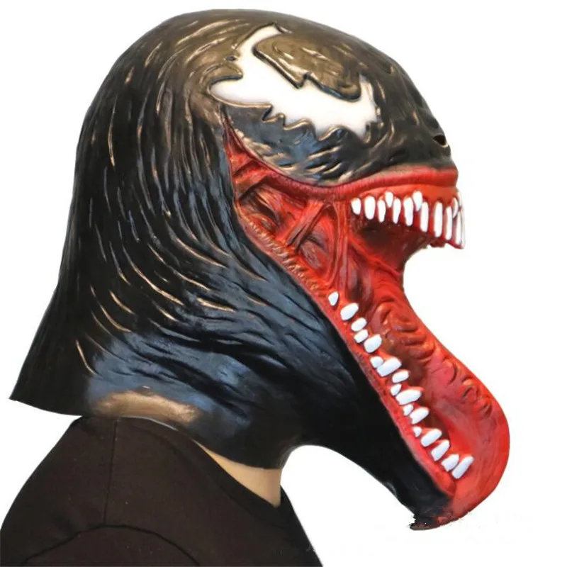 Маска Супермена Venom черная латексная маска Человека паука для костюмированной