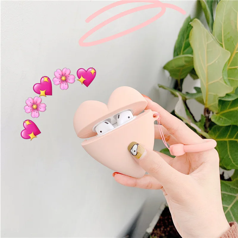 3D защитный чехол с сердцем для Airpods аксессуары Bluetooth силиконовый наушников кольцо