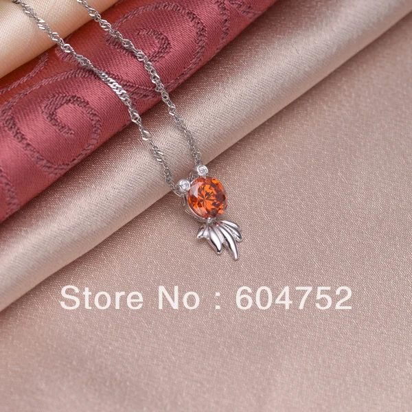 Wholesale &amp Retail for Real 925 Sterling Silver Orange Spinel Fish Pendant 100% silver Top Quality!! (I0389) | Украшения и