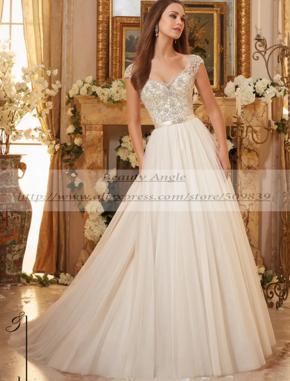 Vestido де noiva Sexy Backless Свадебное Платье Свадебные Платья Тяжелая Кристалл Лиф-Линии