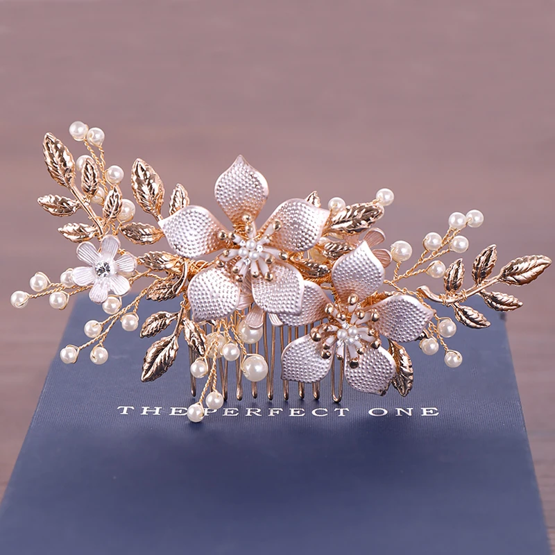 Новинка расческа для волос с цветком и жемчугом элегантные аксессуары невесты