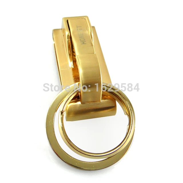 

10x Spring Buckle Clip Belt Double Loops Keychain Key Chain Ring Keyfob Golden