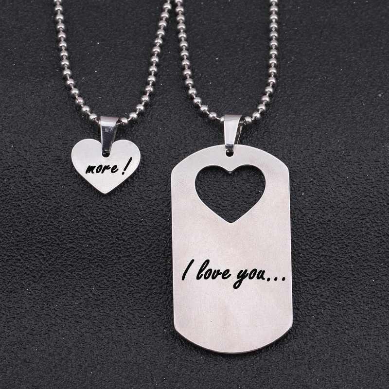 Креативное высококачественное ожерелье с подвеской гравировкой надписью I Love You