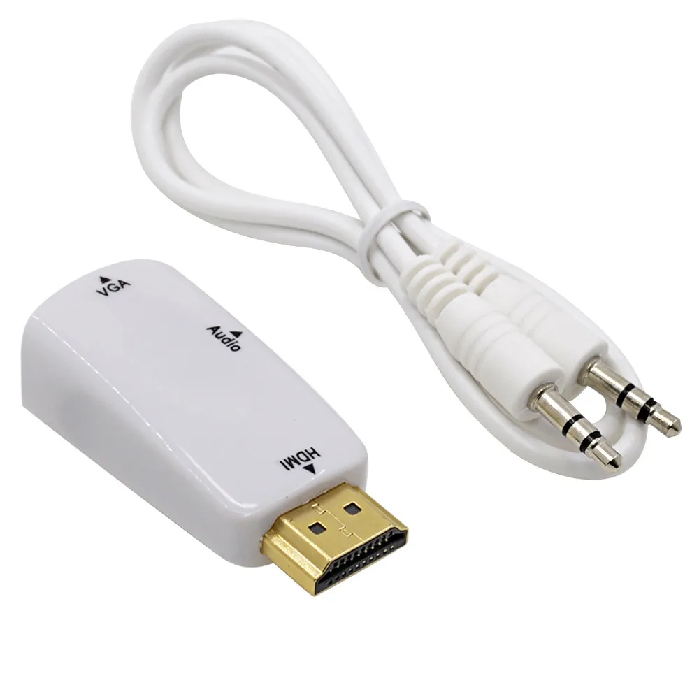 Конвертер HDMI в VGA адаптер-коннектор HDMI2VGA + аудиокабель для ПК компьютера ноутбука
