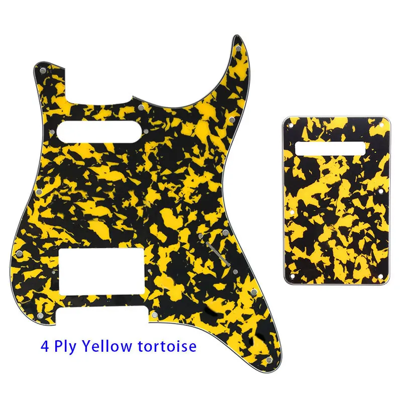 4Ply Yellow Tortoise Запчасти для гитары-для США/Мехико Fd Strat 72' 11 винтовое отверстие стандарт PAF Humbcker Hs гитарная Накладка и задняя пластина скретч пластина - Цвет: 4Ply Yellow Tortoise