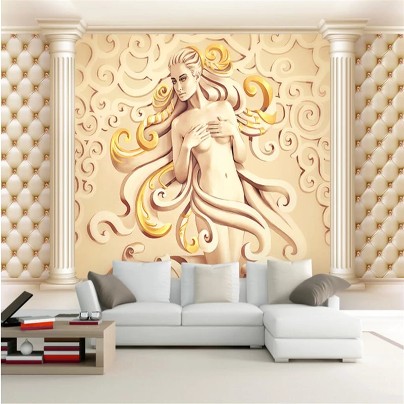 

beibehang Customize any size fresco wallpaper European luxury relief 3D stereo Roman column TV background wall papel de parede