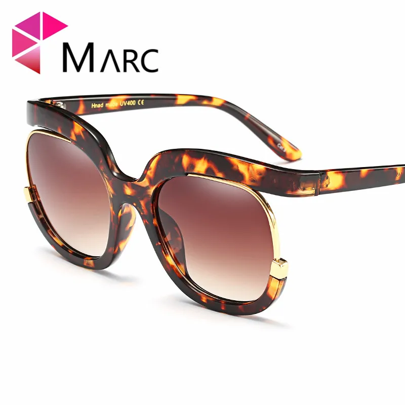 

MARC UV400 WOMEN Plastic sunglasses Gradient Shield leopd print Goggle