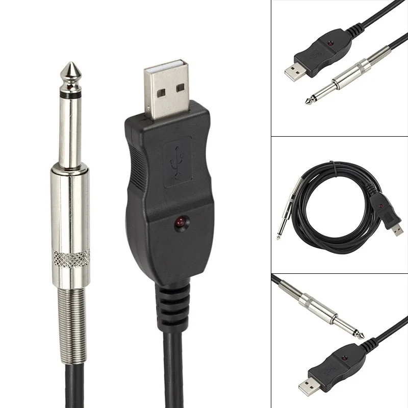 Популярный USB кабель для гитары записи басов на ПК с разъемом 6 5 мм аудиоадаптер