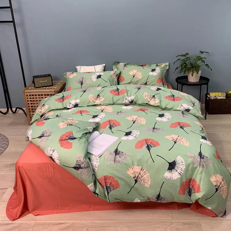 Комплект постельного белья Ginkgo leaf fan из чистого хлопка набор Queen King Size простыня с