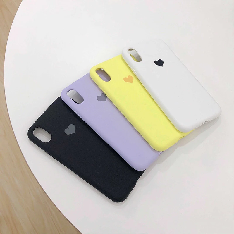 GlamPhoneCase однотонный чехол для телефона с сердечками iPhone 6 7 8 Plus X XR XS Max мягкий на