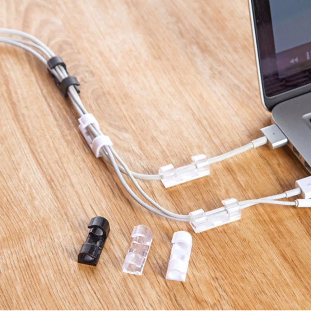

Self-Adhesive Data Cord Tie Cable Clamp Wire Clip Fixer USB Charger Holder 20PCS