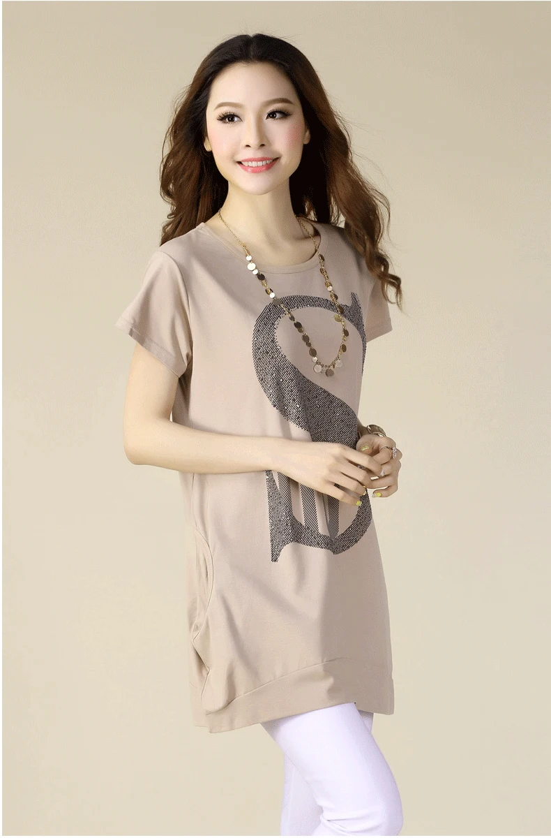 Летняя хлопковая Футболка большого размера женская футболка с коротким рукавом