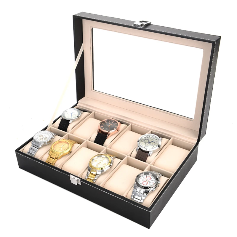 12 Grids Handmade Watch Box Clock Time Case for Holding | Наручные часы