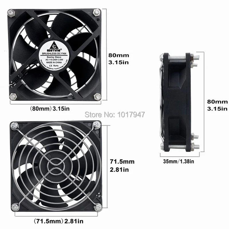 Gdstime 80 мм AC 110 В 220 в 120 в 240 в EC 8 см 8025 80x80x25 мм втулка подшипника Бесщеточный вентилятор охлаждения