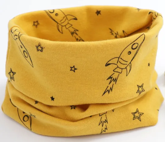 yellow rocket Коллекция года, весенне-осенний хлопковый шарф для девочек детский шейный платок с рисунком совы для девочек, детское кольцо с круглым вырезом, волшебный шарф для мальчиков, детская одежда - Цвет: yellow rocket