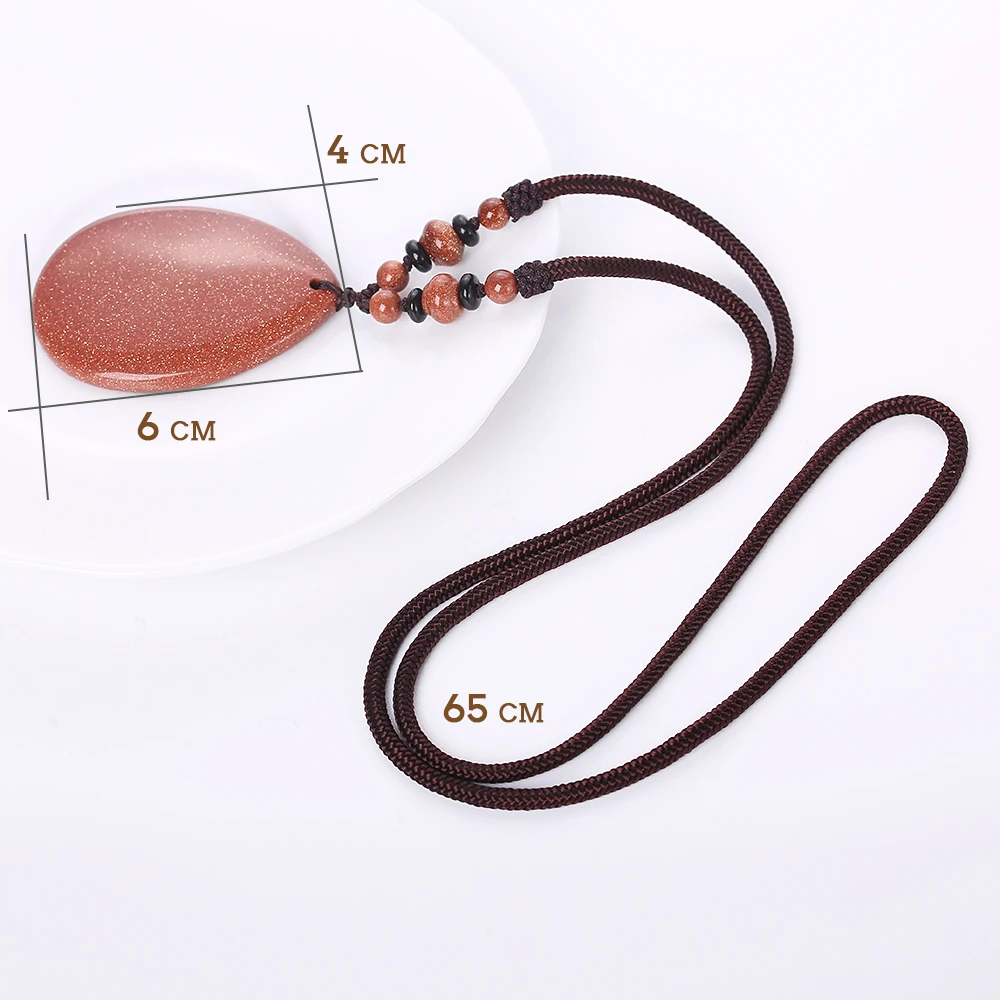 Forkup Голдстоуна ожерелья Винтаж Для женщин Jewellery капли воды кулон большой бусы для