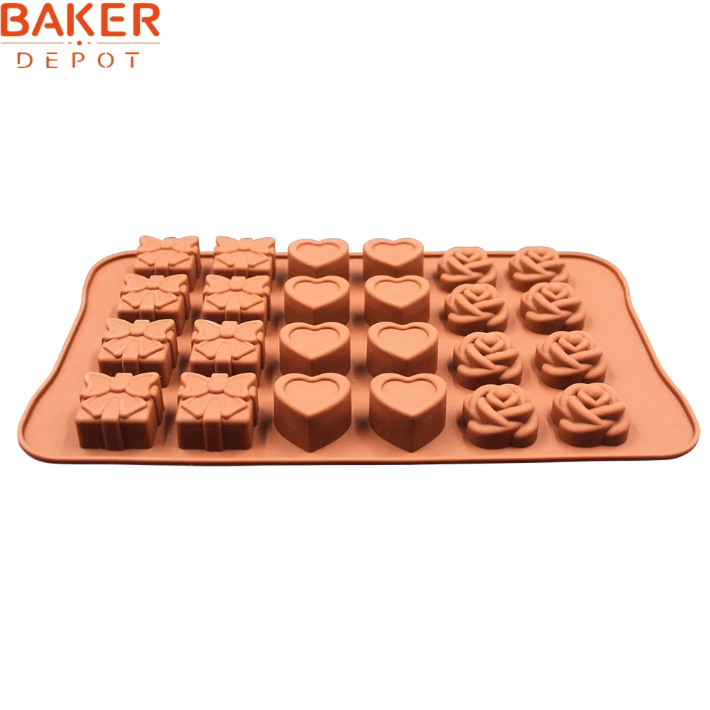 BAKER DEPOT DIY Flower Heart and Gift Silicone Mold for Chocolate Ice Cube Cake Decorating Molds CDSM-685 | Дом и сад