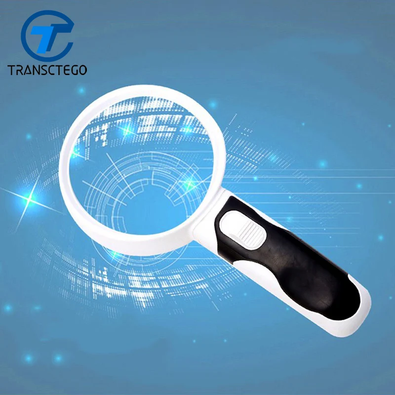 

Handheld magnifier optical band LED light reading 100mm antique ready map newspaper magnifying glass 20 times high definition