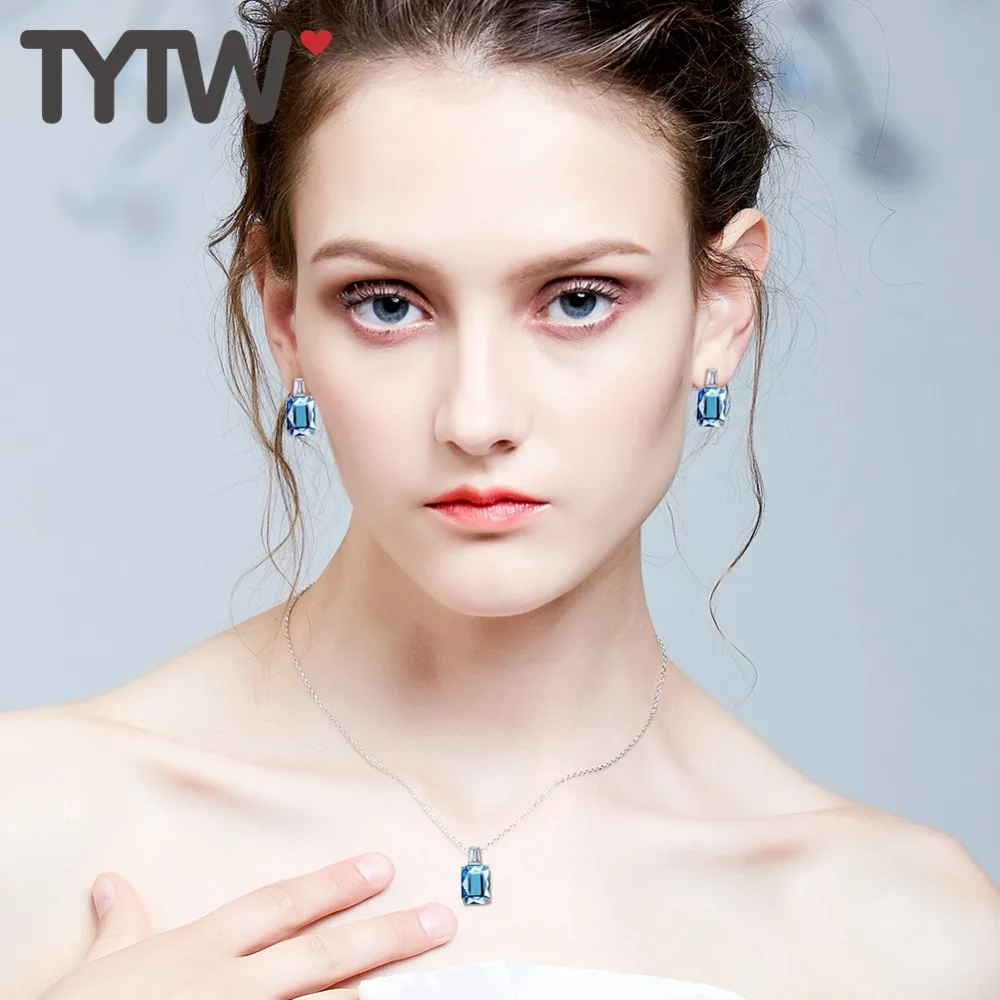 TYTW Новая Большая распродажа Свадебные Ювелирные наборы из стерлингового серебра