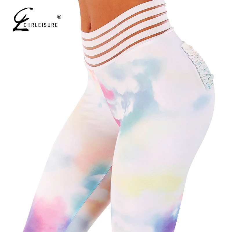 CHRLEISURE Sexy Push Up Leggings Women Colored printed Mujer High Waist Fold Leggins Female | Женская одежда