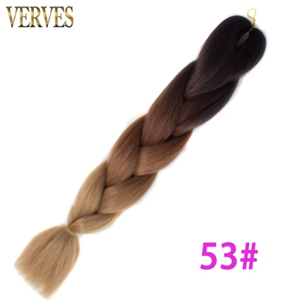 P18/22 VERVES Омбре плетение волос 1 шт. 24 дюйма Синтетические прямые 100 г/шт. волосы для наращивания из теплового волокна розовый, синий, вязанные косички - Цвет: P18/22