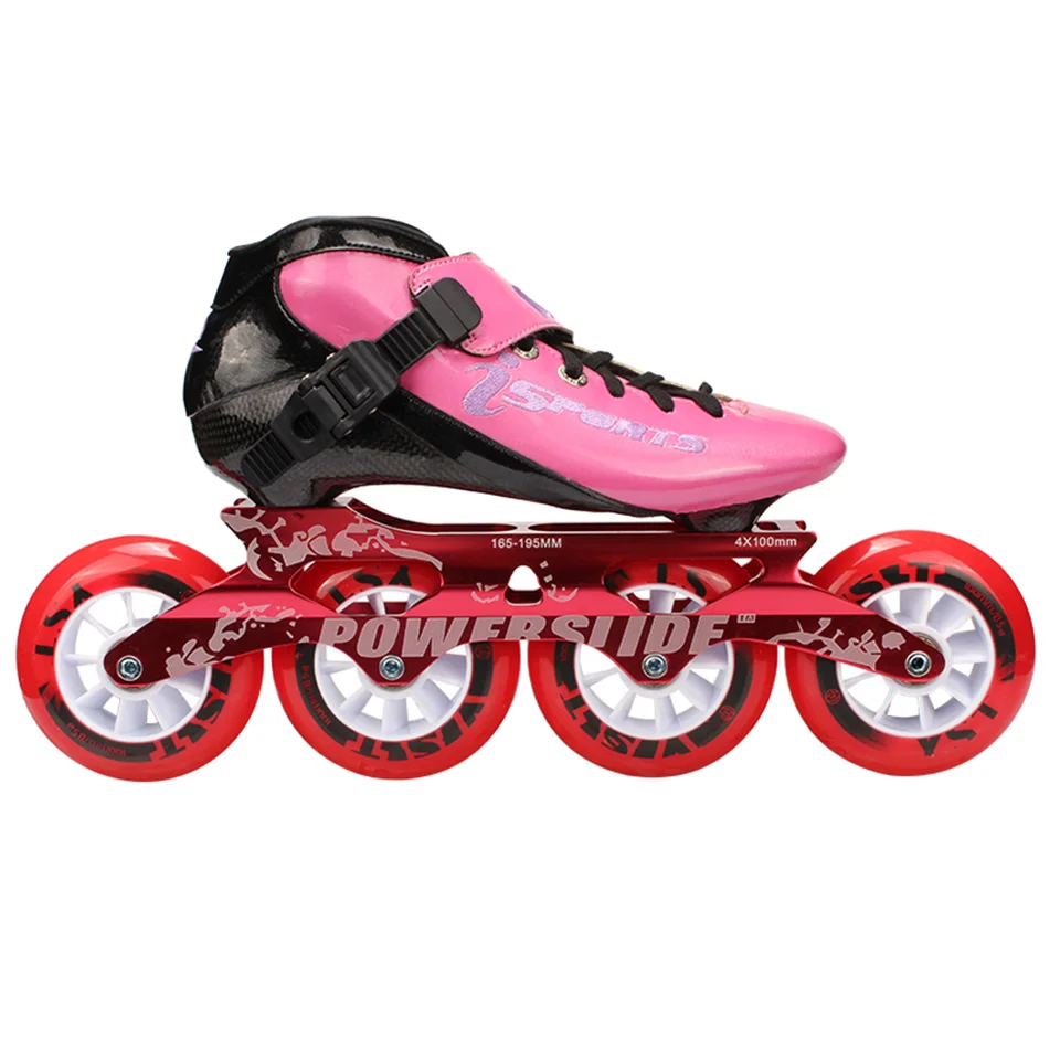 Pink Japy скоростные роликовые коньки, углеродное волокно, профессиональные 4*100/110 мм, для соревнований, 4 колеса, для гонок, коньков, Patines, аналогичный Powerslide 38 - Цвет: Pink