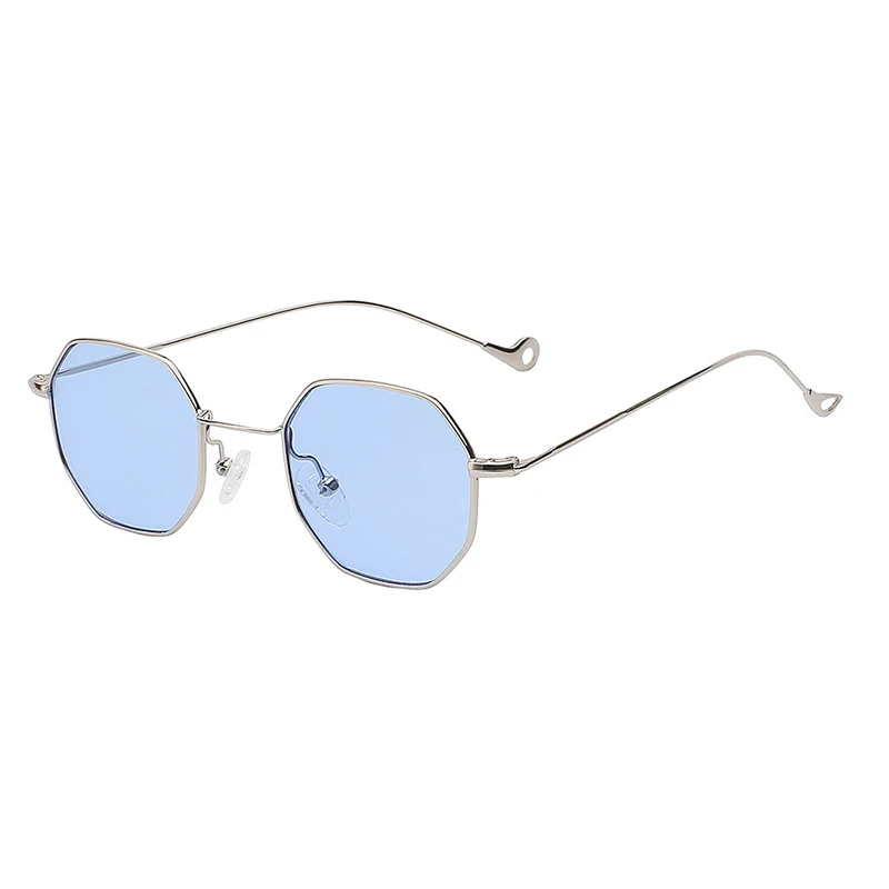 blue lens Винтажные металлические солнцезащитные очки для мужчин, фирменный дизайн, женские солнцезащитные очки, хипстерские очки, солнцезащитные очки для женщин, мужчин, женщин, зеркальные солнцезащитные очки - Цвет линз: blue lens