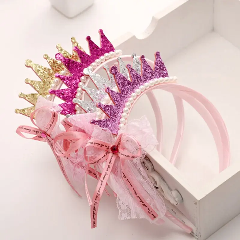 Pearls Bow Ribbon Crown Princess kids Fashion Hair Band Girls Bands Color Random | Детская одежда и обувь