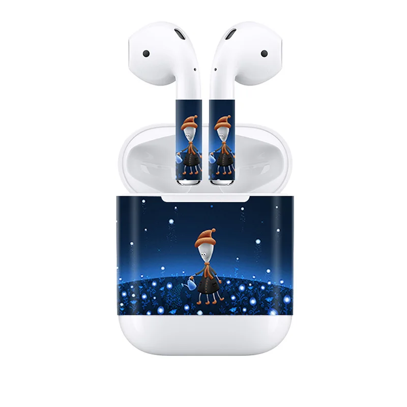 Съемный декоративный стикер для кожи AirPods с изображением попугая и паука