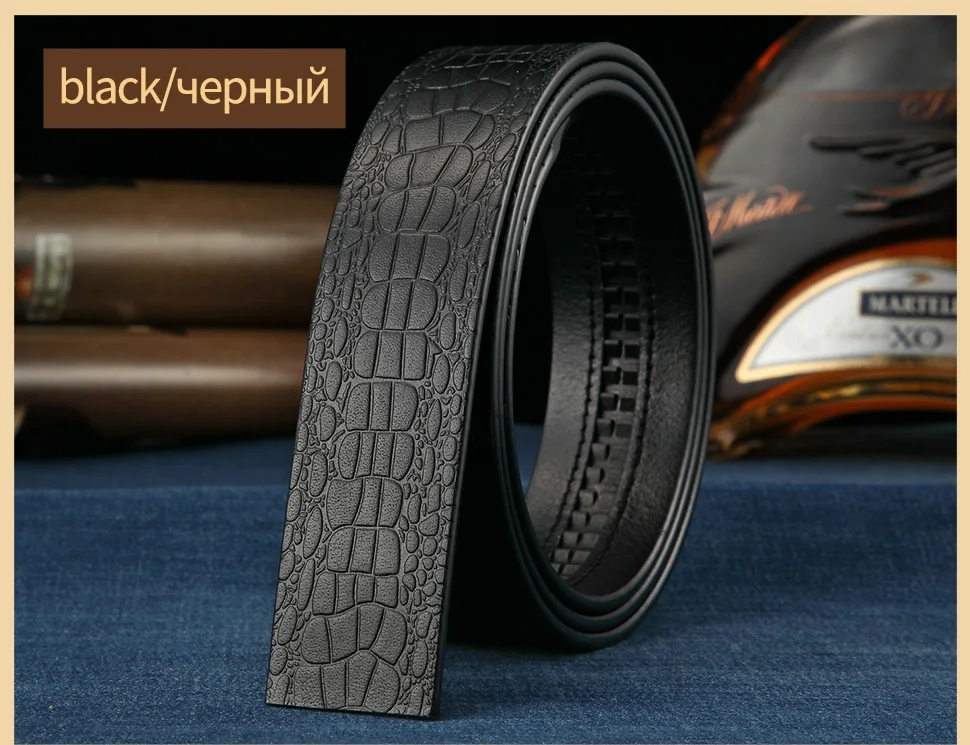 BIGDEAL Brand No Buckle 3.5cm Wide Genuine Leather Automatic Belt Body Strap Without Buckle Belts Men Good Quality Male Belts