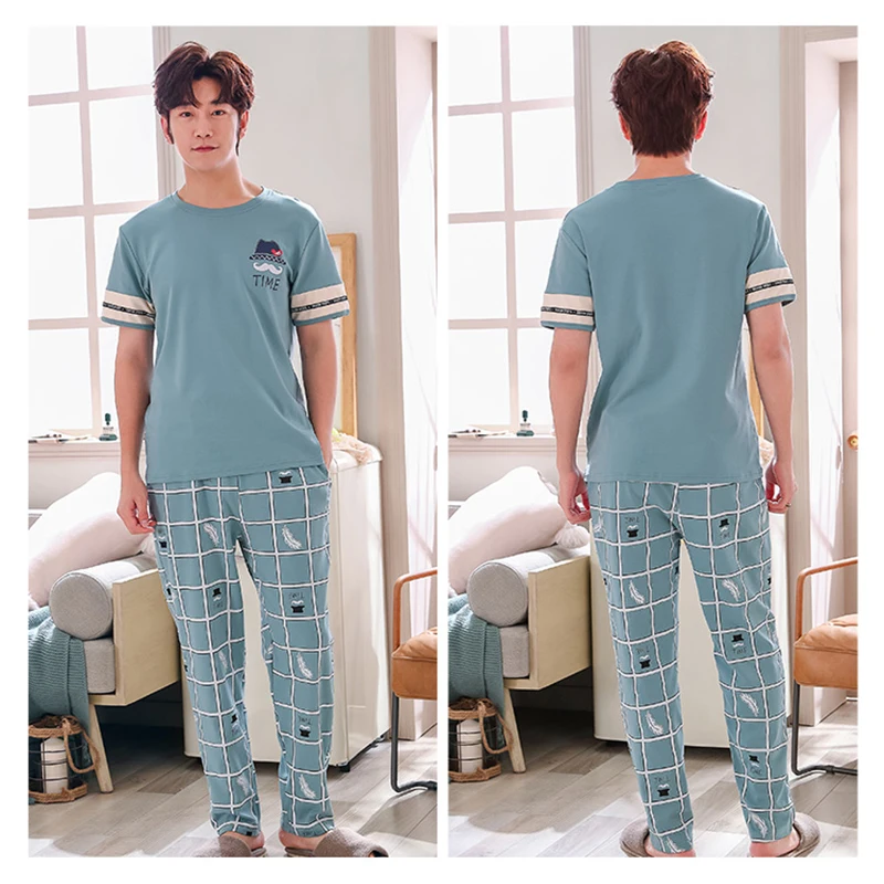 BZEL New Cotton Couple Pajamas Set Short Sleeve Sleepwear Men And Women Casual Home Wear Lover Latest Version Nightwear | Женская одежда