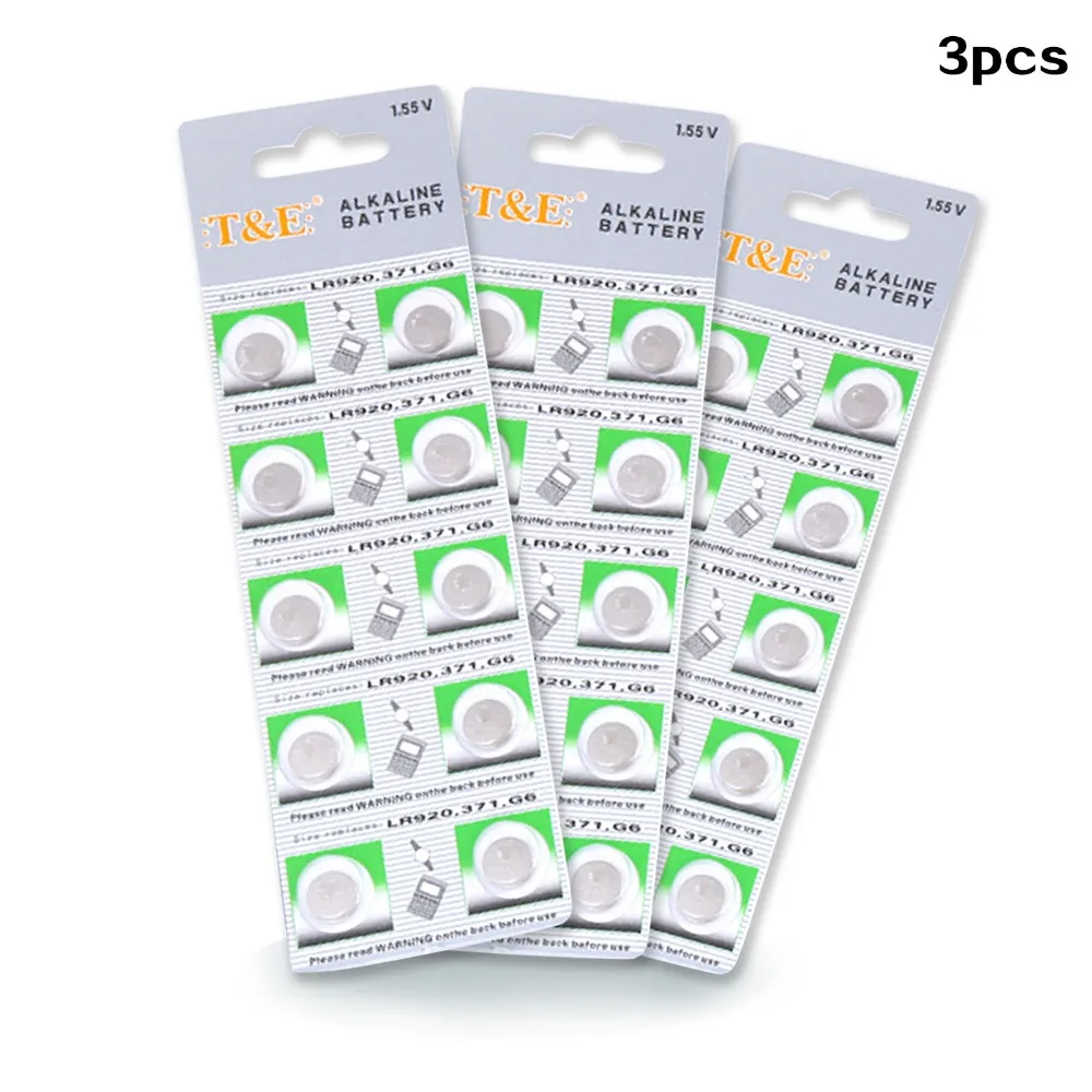 3 упаковки 30 шт. щелочные кнопочные батарейки AG6 371 370 SR69 LR920 SR920SW|Часовые батарейки|