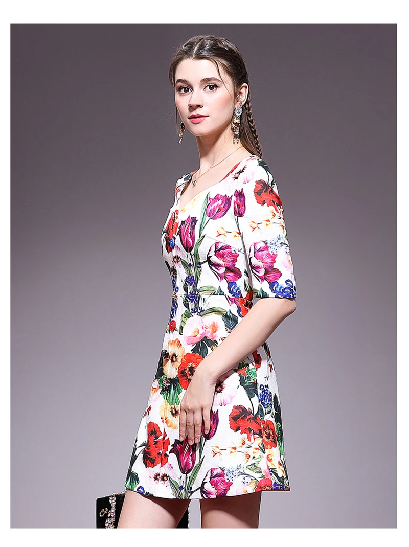 

MIUXIMAO High Quality 2019 Summer&spring Luxurious Dress vintage Fashion Flower Eleghant Diamonds Casual Dress Women vestido