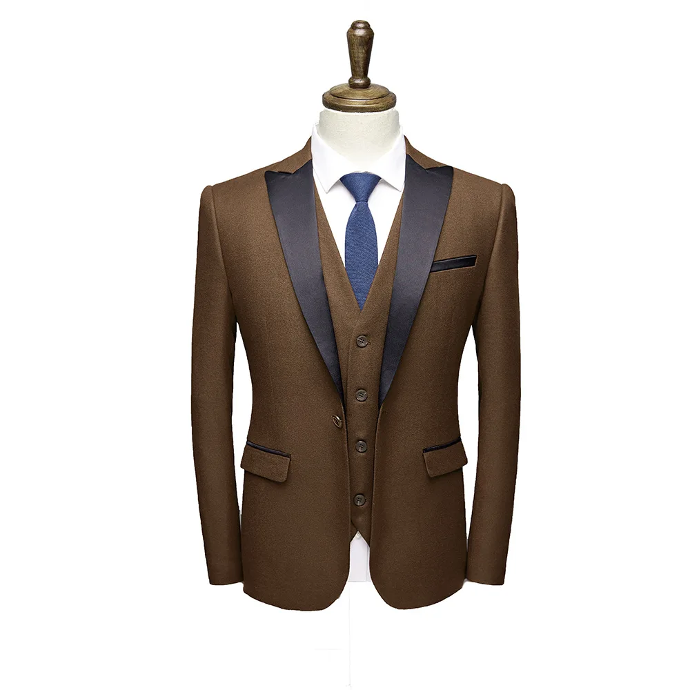 

Men Solid Suits Male Casual Wedding Suit 3 Piece Suit Set Blazer Jacket Tux Vest Suit Pants