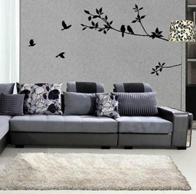 2018 Новый горячий черный ветка дерева с птицами Wall Art Стикеры виниловые наклейки в