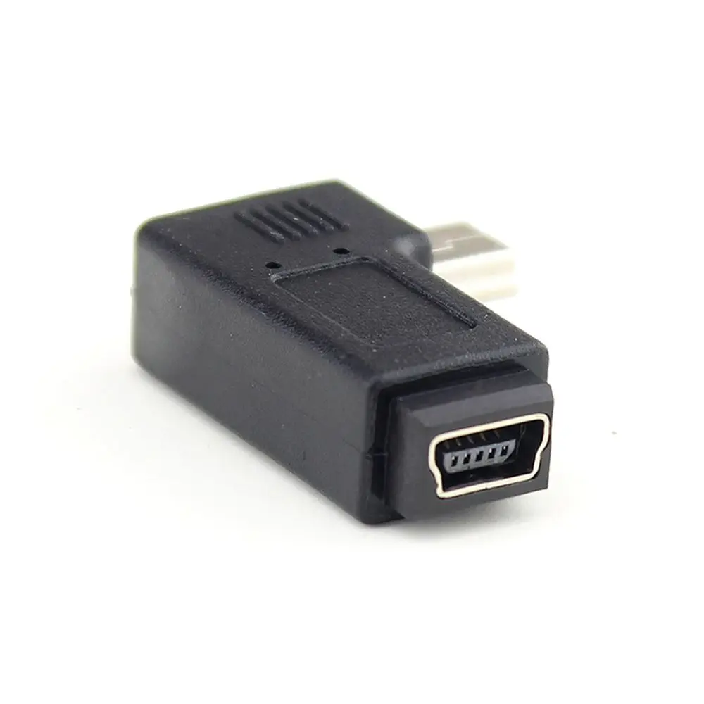Переходник Mini USB штекер-гнездо на 90 градусов с левым и правым углом 5-контактный