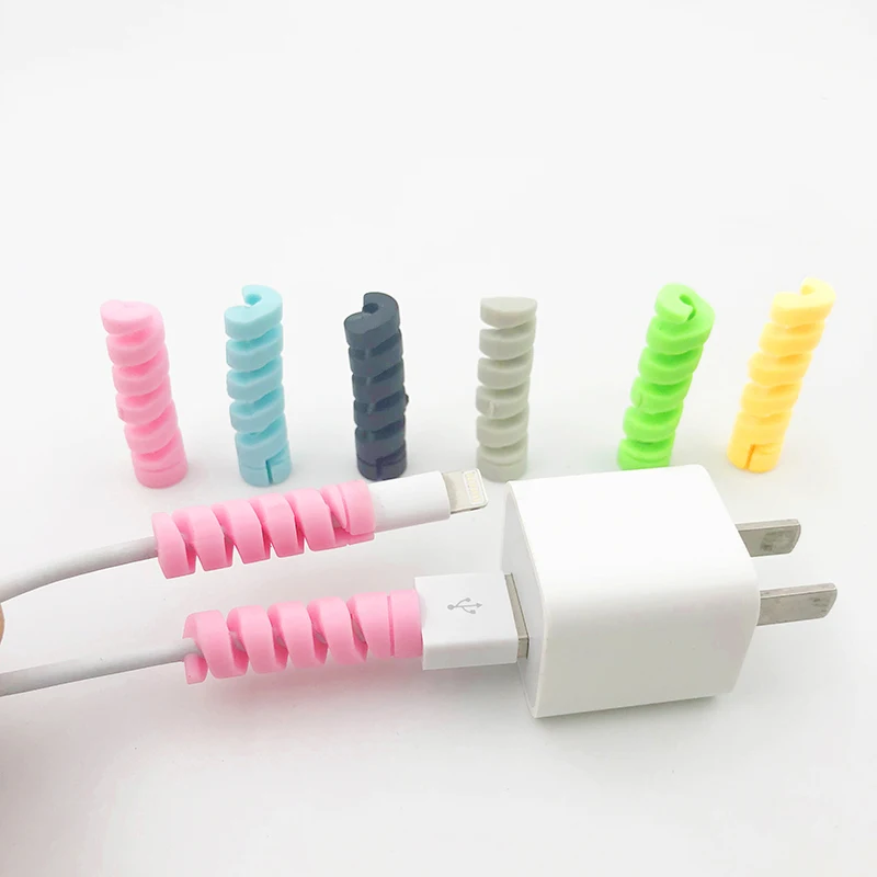 10 шт. силиконовый спиральный протектор кабеля для iphone Usb устройство зарядки
