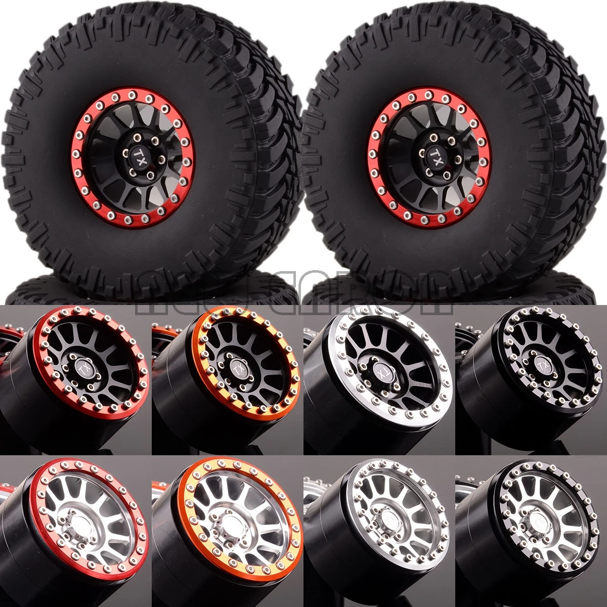 

NEW ENRON 4PCS Aluminum 2.2" Beadlock Wheels & Super Swamper 130MM Tyre Tires RC CAR For RC 1/10 Climbing Rock Crawler Axial KM2