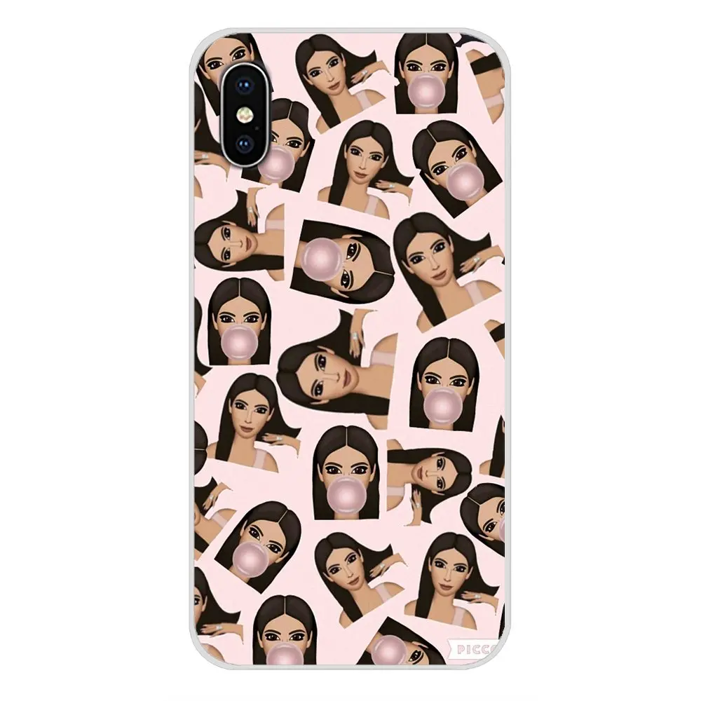 Для Apple iPhone X XR XS MAX 4 4S 5 5S 5C SE 6 6S 7 8 Plus ipod touch Funny Smile Girl Kimoji аксессуары чехлы для