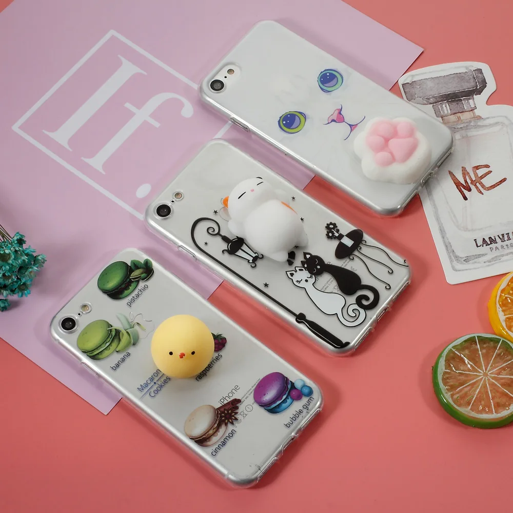 Dulcii Squishy чехол для iPhone 5 5S SE 6 6S 7 8 3D кошка мягкими телефона Plus Celular Coque |