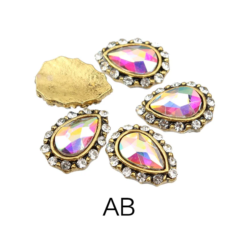 AB 10 шт./лот, античные капли воды, сплав, 3d дизайн ногтей, Декор, ногти, шарм, кристаллы, бриллианты, СТРАЗА под камень, ювелирные изделия, аксессуары, стразы - Цвет: AB