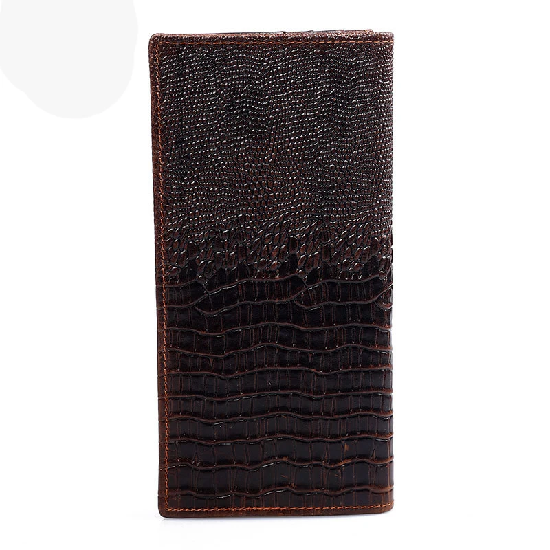 Винтажный Мужской кошелек из натуральной кожи аллигатора длинный воловьей клатч кошельки в клетку с