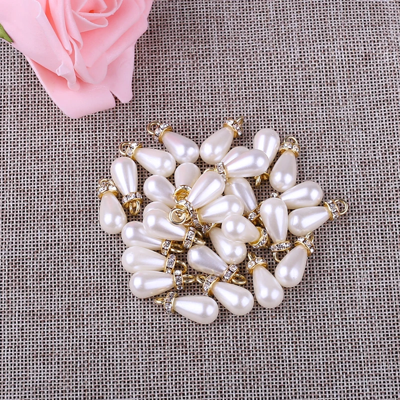 10*24mm Hanging Drill Tear Drop Earring Beads 30pcs/Lot Wholesale Ivory Faux Pearl For DIY Jewelry Making | Украшения и